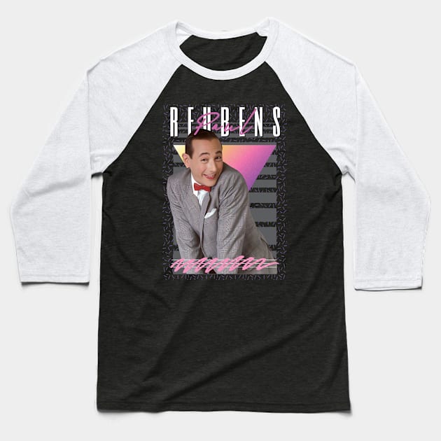 Paul Reubens Retro Style Fan Art Baseball T-Shirt by Madesu Art